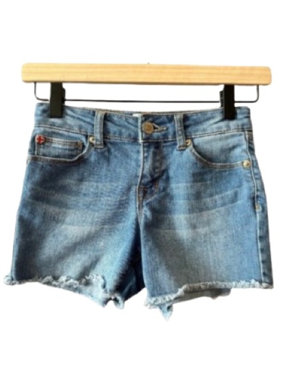 Youth Girl's 10 Hudson Jean Shorts Raw Hem Adjustable Waist Stretch